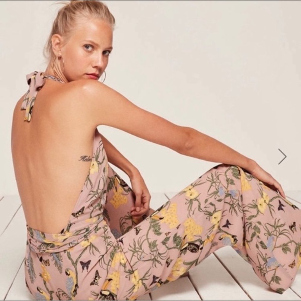 Reformation Lenore Jumpsuit Tropical Print